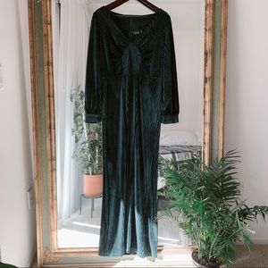 Voodoo Vixen Bottle Green Velvet Maxi Dress